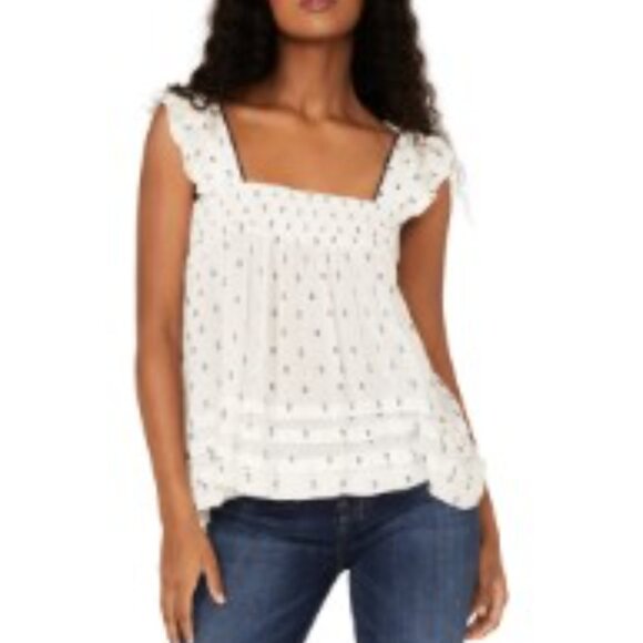 sleeveless Ruffle Baby doll Top light print top  size small MY STYLE - Picture 3 of 16